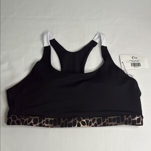 ZYIA Black and Brown Sports Bra with Racerback Design